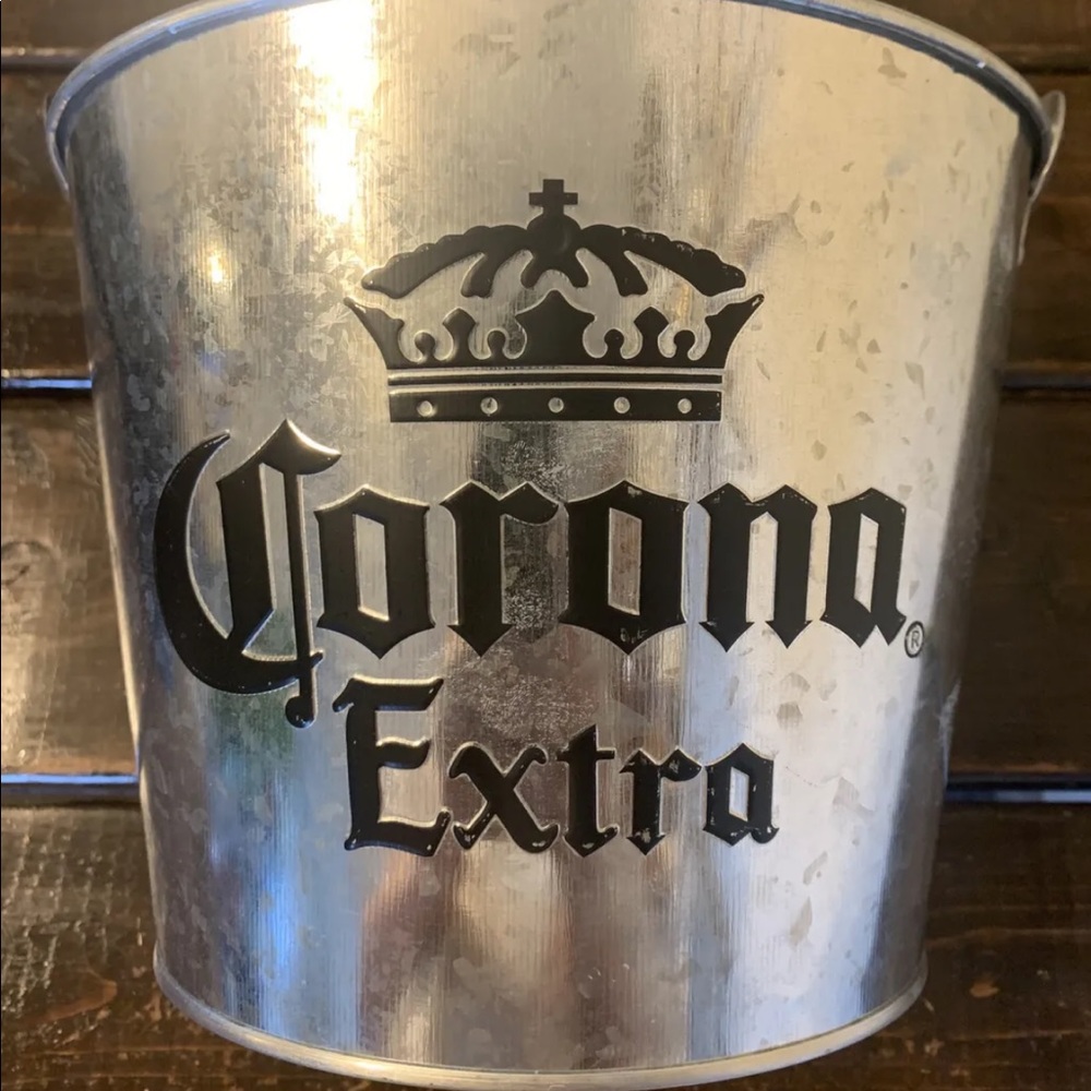 CORONA LIGHT BEER HOLDER 9.5 BUCKET STAINLESS STEEL ICE PAIL MANCAVE BAR